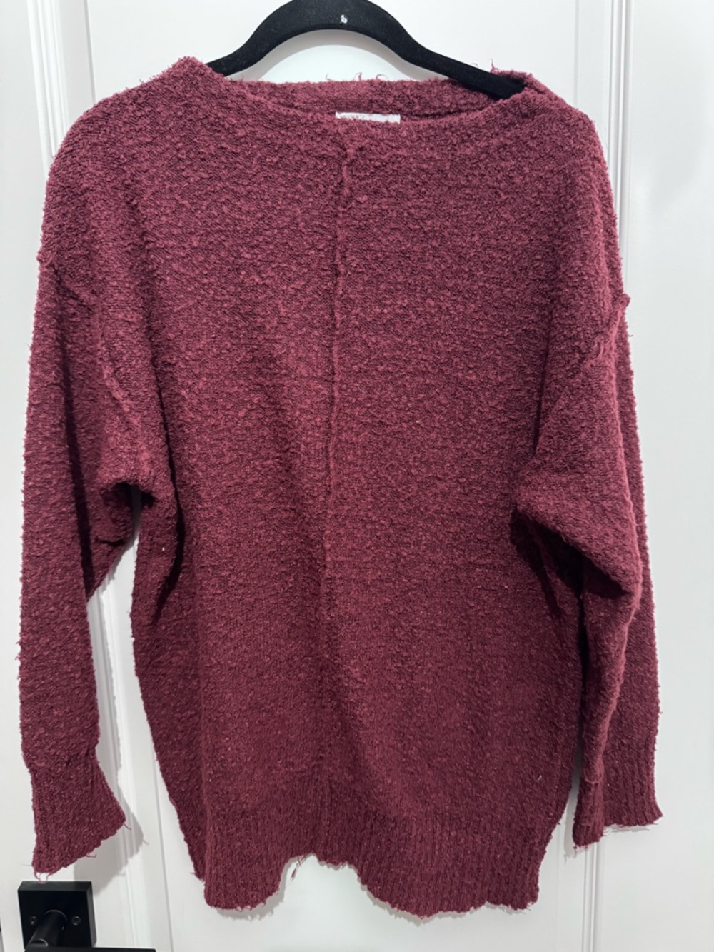 Women's Maroon Bouclé Crewneck Sweater
